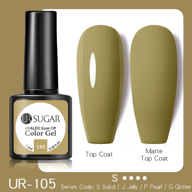 UR SUGAR 7.5ml No Wipe Base Top Coat Color Gel Nail Polish Matte UV Top Coat UV LED Soak Off Nail Art Gel Varnish for Manicures