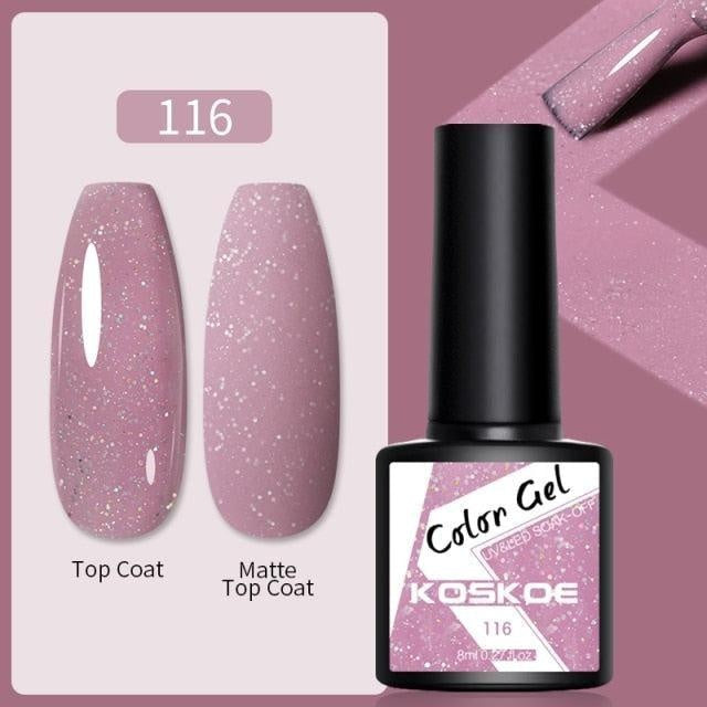 LEMOOC Nail Polish Gel 8ml Rainbow Glitter Varnishes Soak Off UV LED Shiny Sequin Lacquers Shimmer Laser Bling Gel Nails Art