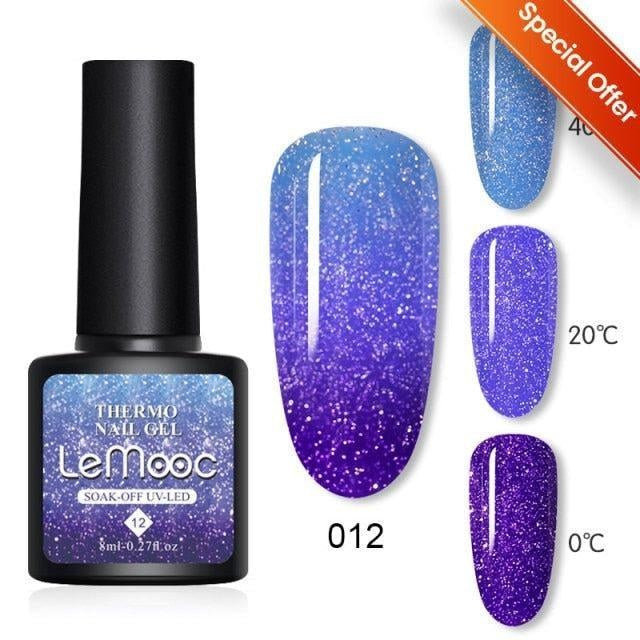 LEMOOC Nail Polish Gel 8ml Rainbow Glitter Varnishes Soak Off UV LED Shiny Sequin Lacquers Shimmer Laser Bling Gel Nails Art