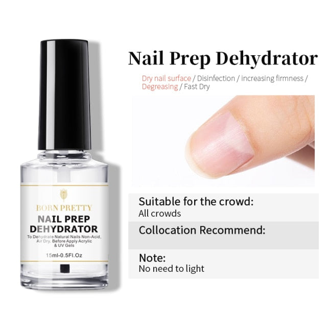 BORN PRETTY 15ml Nail-Priner Prep Dehydrator Gel Nail Polish No Need Of UV LED Lamp Base Top Coat Nail Art Varnish Manicure