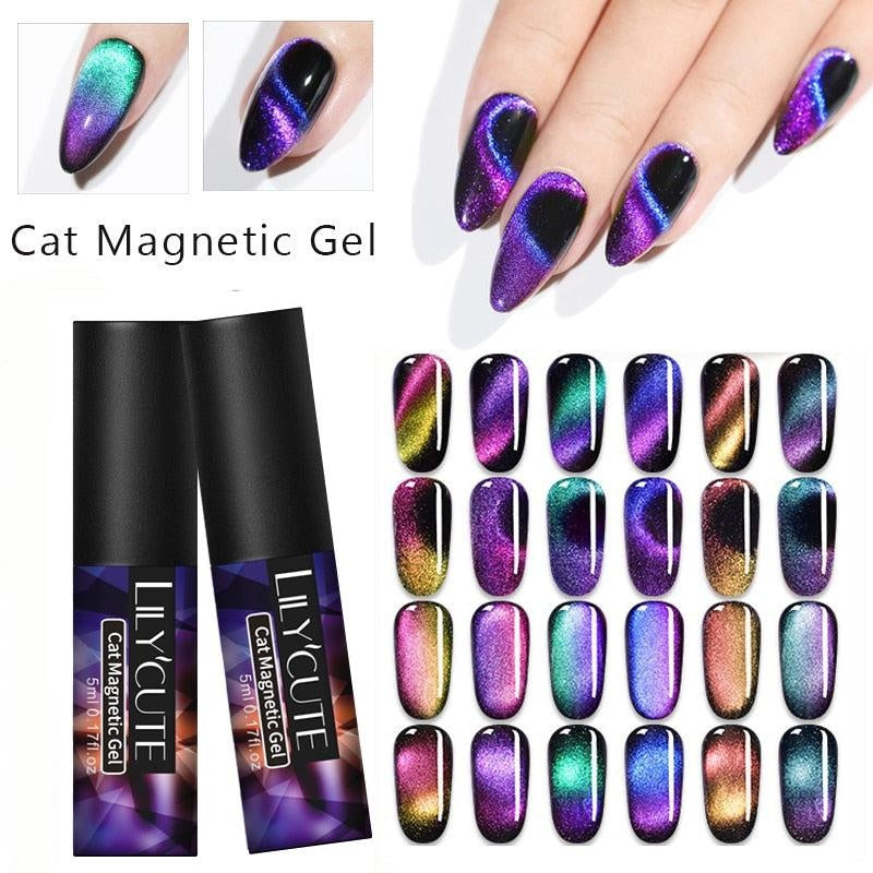LILYCUTE 5ml Cat Magnetic Gel scent Nail Gel Polish Luminous Glow In The Dark 3D Magnetic Glitter Soak Off Nail Gel Varnish