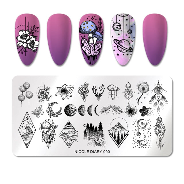 NICOLE DIARY People Image Line Pictures Nail Stamping Plates Marble Image Stamp Templates Geometric  Printing Stencil Tools