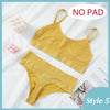 2PCS Bra Set Women Sexy Bralette Sexy Female Underwear Lingerie Ribbed Tops Seamless Wire Free Bra and Sexy Panty Set
