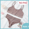 2PCS Bra Set Women Sexy Bralette Sexy Female Underwear Lingerie Ribbed Tops Seamless Wire Free Bra and Sexy Panty Set