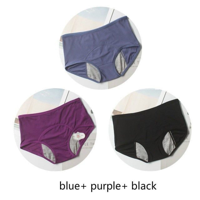 3pcs Leak Proof Menstrual Panties Physiological Pants Women Underwear Period Comfortable Waterproof Briefs