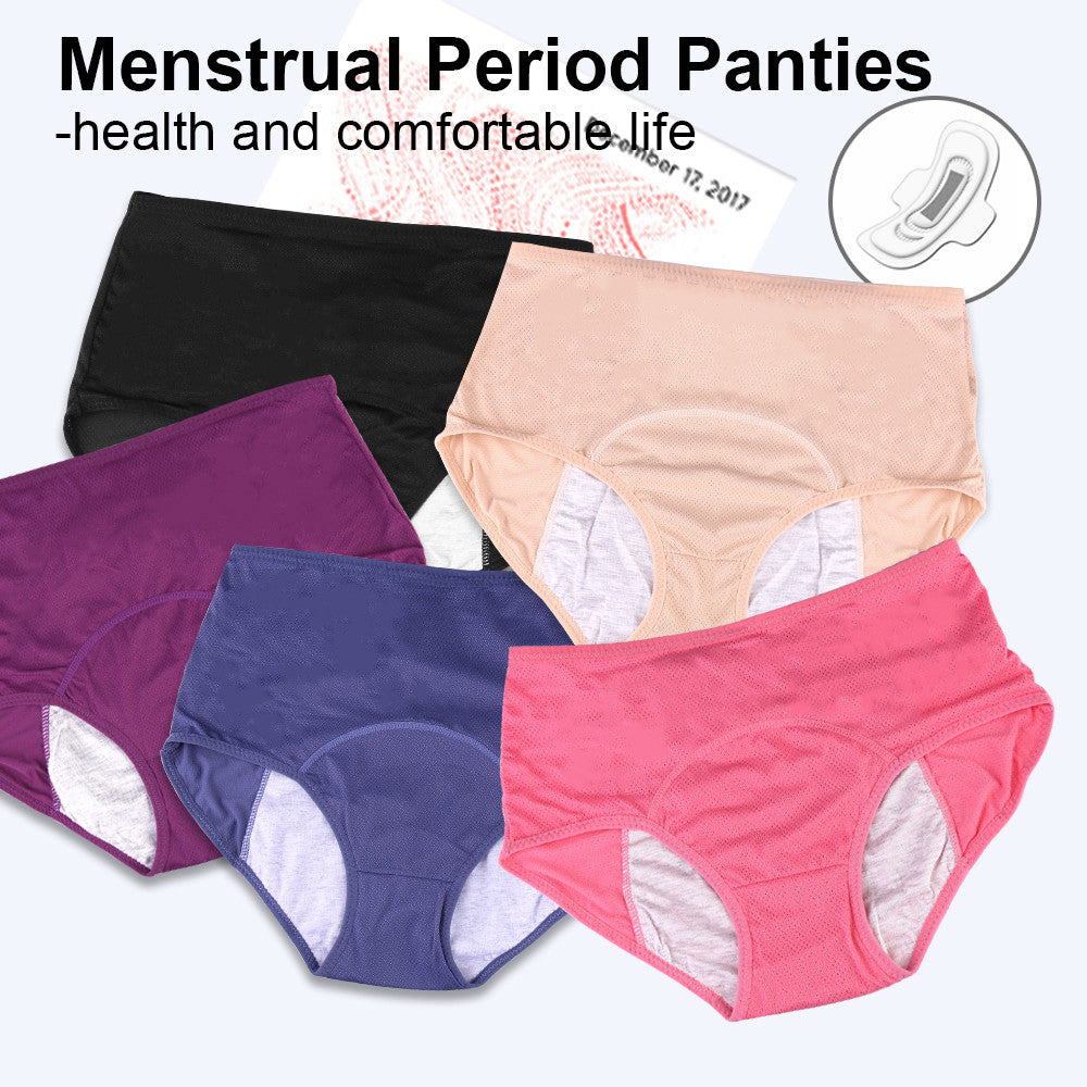 3 Pcs/Pack Women Menstrual Panties Plus Size Leak-Proof Period Underpants Breathable Mesh Female Wterproof Menstruation Briefs