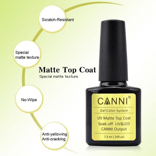 CANNI Base Coat Topcoat High Glossy Tempered No-wipe Matt Top UV LED Foundation Gel Long Lasting Color Lacquer Nail Gel Polish